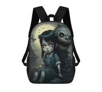 sinyumoney 4Girls Nightmare Doll with Full Moon Backpack 3D Printed Boy School Backpack Casual Daypack Lightweight Rucksack for Middle School Students 17inch