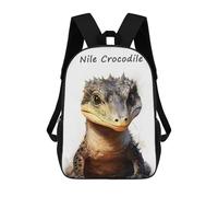 sinyumoney 4Girls Nile Crocodile Animal Backpack 3D Printed Boy School Backpack Casual Daypack Lightweight Rucksack for Middle School Students 17inch