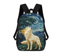 sinyumoney 4Girls Okami Howling at Starry Night Backpack 3D Printed Boy School Backpack Casual Daypack Lightweight Rucksack for Middle School Students 17inch