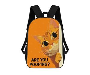 sinyumoney 4Girls Orange Cat Are You Pooping Backpack 3D Printed Boy School Backpack Casual Daypack Lightweight Rucksack for Middle School Students 17inch