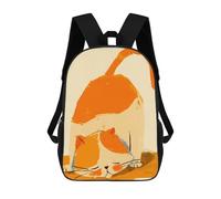 sinyumoney 4Girls Orange Cat Stretching Backpack 3D Printed Boy School Backpack Casual Daypack Lightweight Rucksack for Middle School Students 17inch