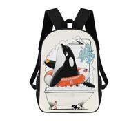 sinyumoney 4Girls Orca Killer Whale in Bath Backpack 3D Printed Boy School Backpack Casual Daypack Lightweight Rucksack for Middle School Students 17inch