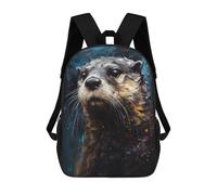 sinyumoney 4Girls Otter in Abstract Colors Backpack 3D Printed Boy School Backpack Casual Daypack Lightweight Rucksack for Middle School Students 17inch