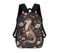 sinyumoney 4Girls Otter in Floral Pattern Backpack 3D Printed Boy School Backpack Casual Daypack Lightweight Rucksack for Middle School Students 17inch