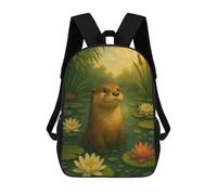 sinyumoney 4Girls Otter in Lily Pond Backpack 3D Printed Boy School Backpack Casual Daypack Lightweight Rucksack for Middle School Students 17inch