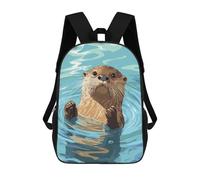 sinyumoney 4Girls Otter in Water Illustration Backpack 3D Printed Boy School Backpack Casual Daypack Lightweight Rucksack for Middle School Students 17inch