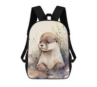sinyumoney 4Girls Otter in Watercolor Backpack 3D Printed Boy School Backpack Casual Daypack Lightweight Rucksack for Middle School Students 17inch