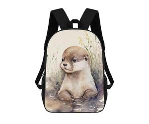 sinyumoney 4Girls Otter in Watercolor Backpack 3D Printed Boy School Backpack Casual Daypack Lightweight Rucksack for Middle School Students 17inch