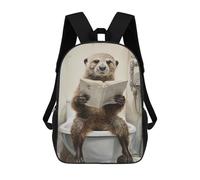 sinyumoney 4Girls Otter on Toilet Backpack 3D Printed Boy School Backpack Casual Daypack Lightweight Rucksack for Middle School Students 17inch