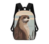 sinyumoney 4Girls Otter Portrait Backpack 3D Printed Boy School Backpack Casual Daypack Lightweight Rucksack for Middle School Students 17inch