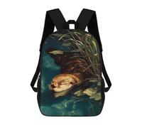 sinyumoney 4Girls Otter Swimming in Water with Lily Pads Backpack 3D Printed Boy School Backpack Casual Daypack Lightweight Rucksack for Middle School Students 17inch