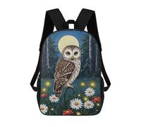 sinyumoney 4Girls Owl in Moonlight Painting Backpack 3D Printed Boy School Backpack Casual Daypack Lightweight Rucksack for Middle School Students 17inch