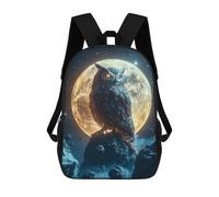 sinyumoney 4Girls Owl on A Moonlit Rock Backpack 3D Printed Boy School Backpack Casual Daypack Lightweight Rucksack for Middle School Students 17inch