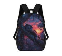 sinyumoney 4Girls Panther Lying Tree Sunset Backpack 3D Printed Boy School Backpack Casual Daypack Lightweight Rucksack for Middle School Students 17inch