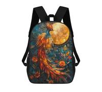 sinyumoney 4Girls Phoenix Stained Glass Art Backpack 3D Printed Boy School Backpack Casual Daypack Lightweight Rucksack for Middle School Students 17inch