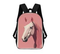 sinyumoney 4Girls Pink Horse Portrait Backpack 3D Printed Boy School Backpack Casual Daypack Lightweight Rucksack for Middle School Students 17inch