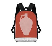 sinyumoney 4Girls Pink Pottery Art Backpack 3D Printed Boy School Backpack Casual Daypack Lightweight Rucksack for Middle School Students 17inch
