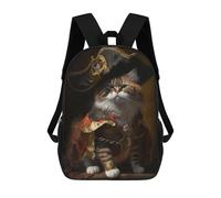 sinyumoney 4Girls Pirate Cat Backpack 3D Printed Boy School Backpack Casual Daypack Lightweight Rucksack for Middle School Students 17inch