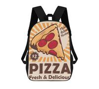 sinyumoney 4Girls Pizza Vintage Backpack 3D Printed Boy School Backpack Casual Daypack Lightweight Rucksack for Middle School Students 17inch