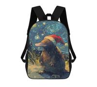 sinyumoney 4Girls Platypus in Santa Hat Backpack 3D Printed Boy School Backpack Casual Daypack Lightweight Rucksack for Middle School Students 17inch