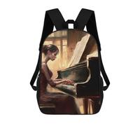 sinyumoney 4Girls Playing Piano Backpack 3D Printed Boy School Backpack Casual Daypack Lightweight Rucksack for Middle School Students 17inch