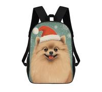 sinyumoney 4Girls Pomeranian Dog Xmas Art Backpack 3D Printed Boy School Backpack Casual Daypack Lightweight Rucksack for Middle School Students 17inch