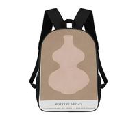sinyumoney 4Girls Pottery Art Print Backpack 3D Printed Boy School Backpack Casual Daypack Lightweight Rucksack for Middle School Students 17inch