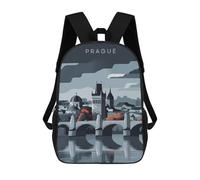 sinyumoney 4Girls Prague Cityscape Backpack 3D Printed Boy School Backpack Casual Daypack Lightweight Rucksack for Middle School Students 17inch