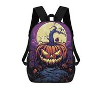 sinyumoney 4Girls Pumpkin Moon Halloween Backpack 3D Printed Boy School Backpack Casual Daypack Lightweight Rucksack for Middle School Students 17inch