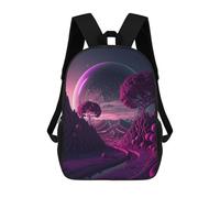 sinyumoney 4Girls Purple Planet Landscape Backpack 3D Printed Boy School Backpack Casual Daypack Lightweight Rucksack for Middle School Students 17inch