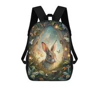 sinyumoney 4Girls Rabbit in Enchanted Forest with Butterflies Backpack 3D Printed Boy School Backpack Casual Daypack Lightweight Rucksack for Middle School Students 17inch