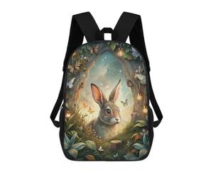 sinyumoney 4Girls Rabbit in Enchanted Forest with Butterflies Backpack 3D Printed Boy School Backpack Casual Daypack Lightweight Rucksack for Middle School Students 17inch