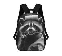 sinyumoney 4Girls Raccoon Brushing Teeth Backpack 3D Printed Boy School Backpack Casual Daypack Lightweight Rucksack for Middle School Students 17inch