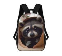 sinyumoney 4Girls Raccoon in Paper Bag Backpack 3D Printed Boy School Backpack Casual Daypack Lightweight Rucksack for Middle School Students 17inch