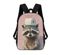 sinyumoney 4Girls Raccoon with Toilet Paper Backpack 3D Printed Boy School Backpack Casual Daypack Lightweight Rucksack for Middle School Students 17inch