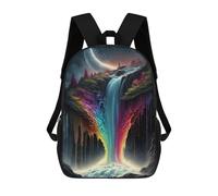 sinyumoney 4Girls Rainbow Waterfall Fantasy Backpack 3D Printed Boy School Backpack Casual Daypack Lightweight Rucksack for Middle School Students 17inch