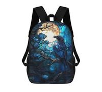 sinyumoney 4Girls Raven Stained Glass Backpack 3D Printed Boy School Backpack Casual Daypack Lightweight Rucksack for Middle School Students 17inch