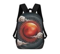 sinyumoney 4Girls Red Sun with Clouds Digital Art Backpack 3D Printed Boy School Backpack Casual Daypack Lightweight Rucksack for Middle School Students 17inch