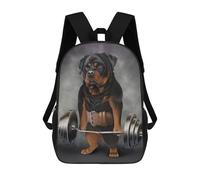 sinyumoney 4Girls Rottweiler Lifting Weights Backpack 3D Printed Boy School Backpack Casual Daypack Lightweight Rucksack for Middle School Students 17inch