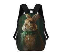 sinyumoney 4Girls Royal Bunny Portrait-3 Backpack 3D Printed Boy School Backpack Casual Daypack Lightweight Rucksack for Middle School Students 17inch