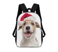 sinyumoney 4Girls Russell Terrier Dog with Santa Hat Backpack 3D Printed Boy School Backpack Casual Daypack Lightweight Rucksack for Middle School Students 17inch