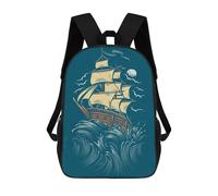 sinyumoney 4Girls Sailing Backpack 3D Printed Boy School Backpack Casual Daypack Lightweight Rucksack for Middle School Students 17inch