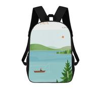 sinyumoney 4Girls Saimaa Finland Fishing Scene Illustration Backpack 3D Printed Boy School Backpack Casual Daypack Lightweight Rucksack for Middle School Students 17inch