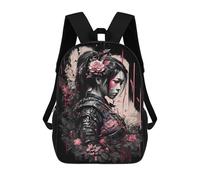 sinyumoney 4Girls Samuarai Geisha Flowers Backpack 3D Printed Boy School Backpack Casual Daypack Lightweight Rucksack for Middle School Students 17inch