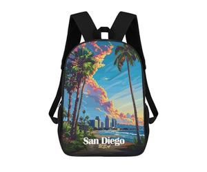 sinyumoney 4Girls San Diego Sunset Backpack 3D Printed Boy School Backpack Casual Daypack Lightweight Rucksack for Middle School Students 17inch