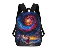sinyumoney 4Girls Santa And The Cosmic Spiral Backpack 3D Printed Boy School Backpack Casual Daypack Lightweight Rucksack for Middle School Students 17inch