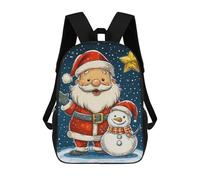 sinyumoney 4Girls Santa Snowman Christmas Backpack 3D Printed Boy School Backpack Casual Daypack Lightweight Rucksack for Middle School Students 17inch