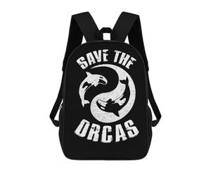 sinyumoney 4Girls Save The Orcas Orca Killer Backpack 3D Printed Boy School Backpack Casual Daypack Lightweight Rucksack for Middle School Students 17inch
