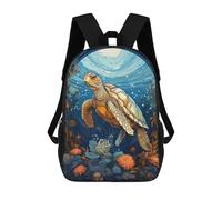 sinyumoney 4Girls Sea Turtle Art Nouveau Backpack 3D Printed Boy School Backpack Casual Daypack Lightweight Rucksack for Middle School Students 17inch