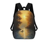 sinyumoney 4Girls Serene Kayak Journey Backpack 3D Printed Boy School Backpack Casual Daypack Lightweight Rucksack for Middle School Students 17inch